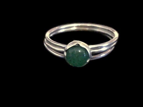 •ECHO• rosarita + yellow aventurine + silver ring (size 7)