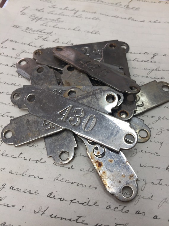 Antique brass locker number plate vintage hotel room number