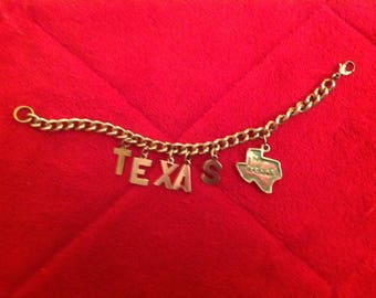 Vintage State of Texas Charm Bracelet Enter Shop for Discount Code