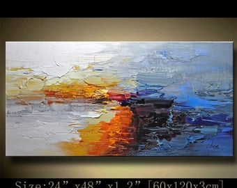 Abstract Large ORIGINAL Painting Modern Textured Painting, Palette Knife, Home wall art Decor, acrylic art Painting on Canvas by Chen 1201