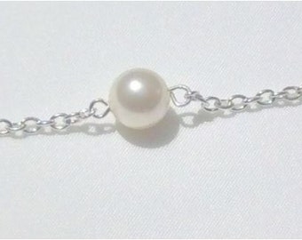 Pearl bracelet Bridesmaids pearl chain & link bracelet, wedding jewelry single pearl bracelet GOLD plated, About 20+5cm ( GOLD ONLY )