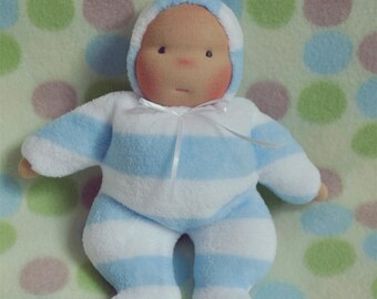 Fretta's Waldorf style floppy Baby, 11" / 28 cm tall. Soft child friendly baby doll.
