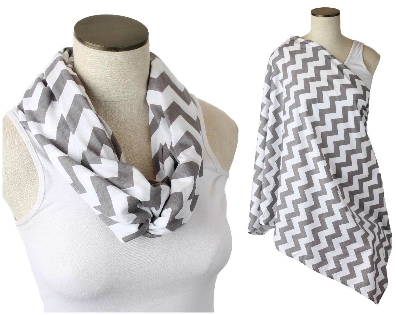 Nursing Scarf Gray Chevron / Hold Me Close Nursing Scarf
