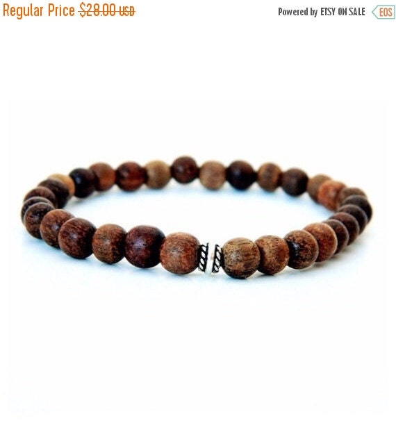 SALE Mens Bracelet Wood Bracelets Sandalwood by camilaestrella