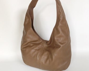 Brown Leather Hobo Bag, Fashion Slouchy Handbags, Handmade Woman Purse Alice
