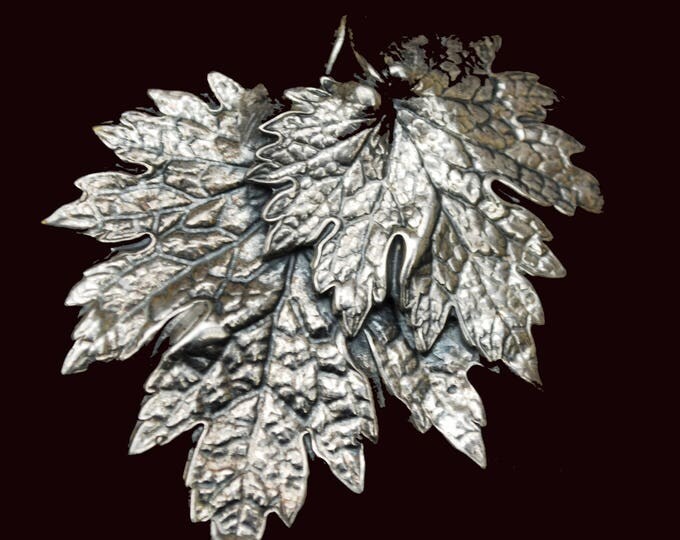 Leaf brooch and earring set - Napier Signed - Silver - clip on earrings -Mid Century