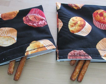 Reusable snack and sandwich bags in muffin fabric