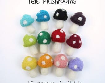 Wool Felt Mushrooms | Needle Felted Mushrooms | Woodland Felt Toadstool Ornament | DIY Garland | Fall Home Decoration | DIY Baby Mobile
