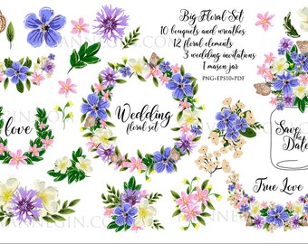 Wreaths Floral clipart Digital Wreath Floral Frames by IvanNegin