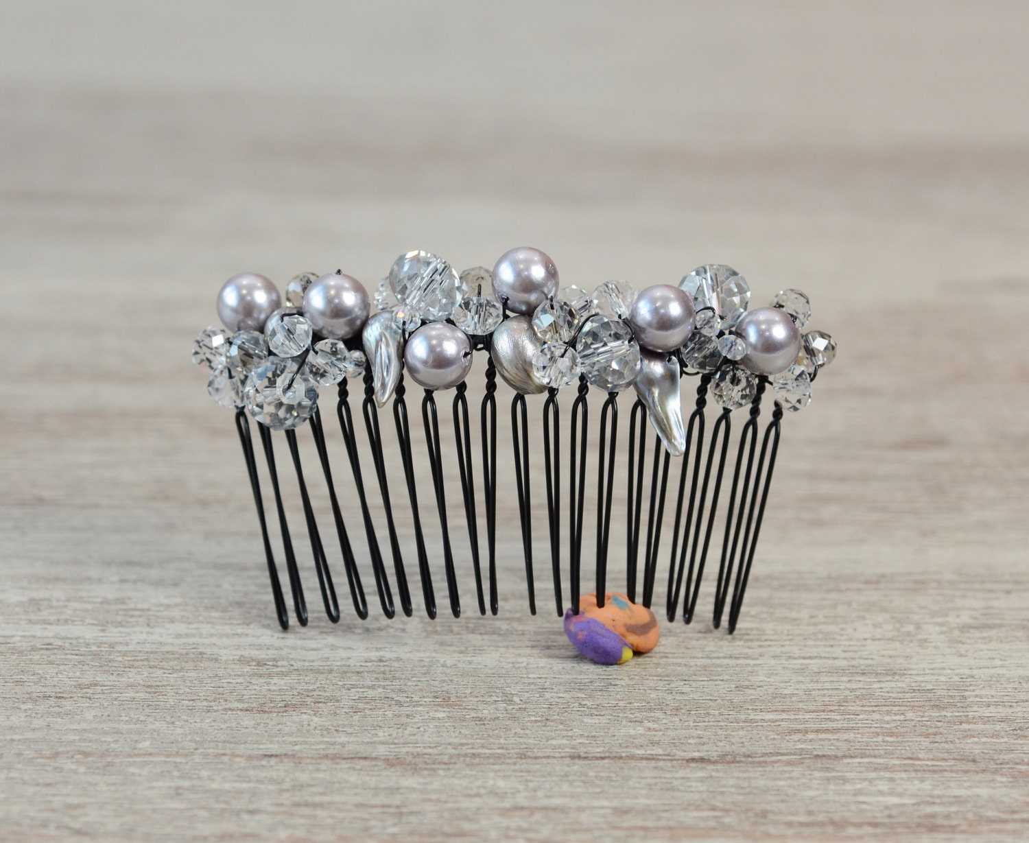 Silver Grey Bridal Hair Comb Wedding Hair Comb Pearl Hair Comb 