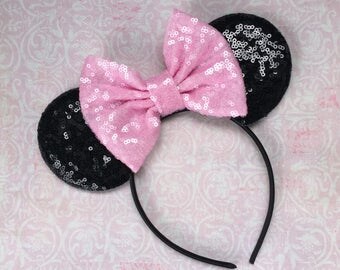 Minnie Mouse Ears, Mouse Ears Headband, Disney Headband, Minnie Mouse Bow, Disney Vacation Headband, Disney Hair Bow, 1st Birthday Headband