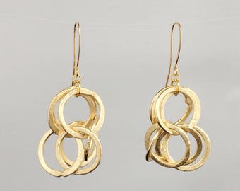 Hola Fancy Brushed Gold Chain earrings