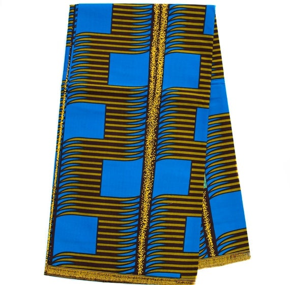 Blue Ankara fabric by the yard/ African cloth/ African Fabric/
