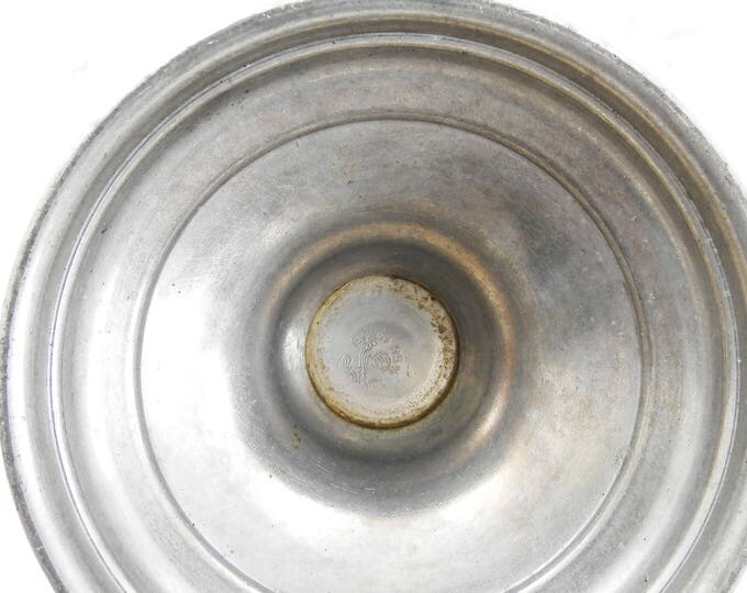 Antique French Pewter and Ceramic / Faience Vase with Transferware Flower Pattern, Metal and Ceramic Vase, French Country Decor, Shabby