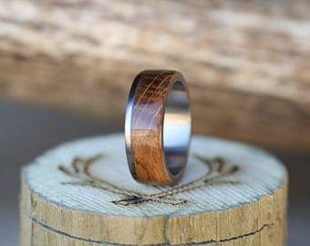 Mens Wedding Band Whiskey Barrel Ring - Staghead Designs