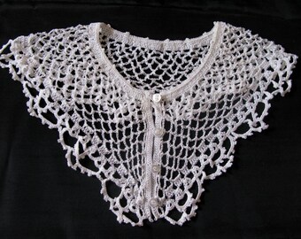 Detachable Collar, White Detach Lace Collar, crochet neck accessory, antique shawl