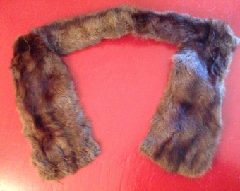 Square Neck Brown Fur Collar or Craft Supply