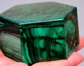 Cyber Sale! Malachite Hexagon Box Over 3 Inches wide, From the Congo Gorgeous Patterns