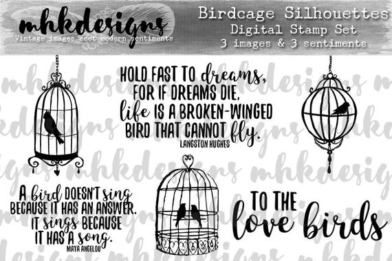 Birdcage Silhouettes Digital Stamp Set