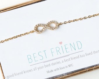 Gold Infinity Bracelet, Minimalist Gold Bracelet, Friendship Bracelet, Best Friend Gift, Gold Infinity Charm, Dainty Gold Bracelet B163KG