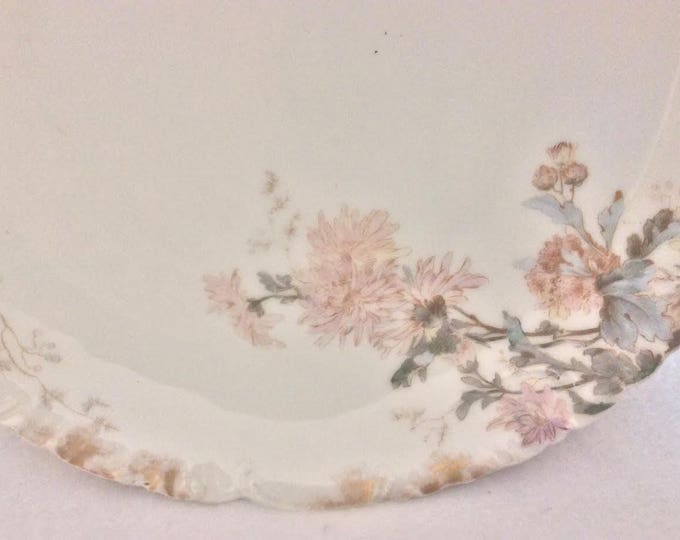 Limoges Fine China Serving Bowl - Vintage Scalloped Edges - Floral Dish, Chrysanthemum Pattern, Haviland, France