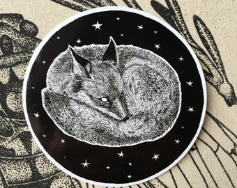 Sleepy Fox Vinyl Sticker