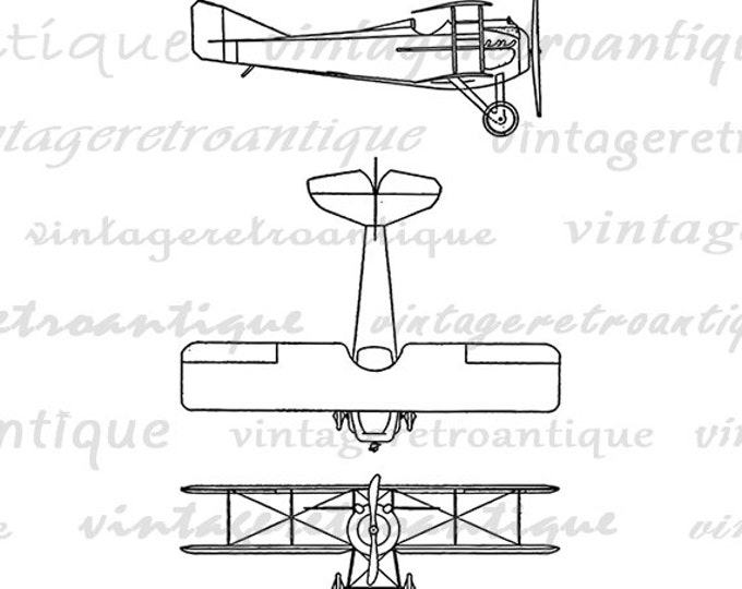 Printable Image Scout Airplane Digital Biplane Illustration Download Graphic Vintage Clip Art Jpg Png Eps HQ 300dpi No.1675