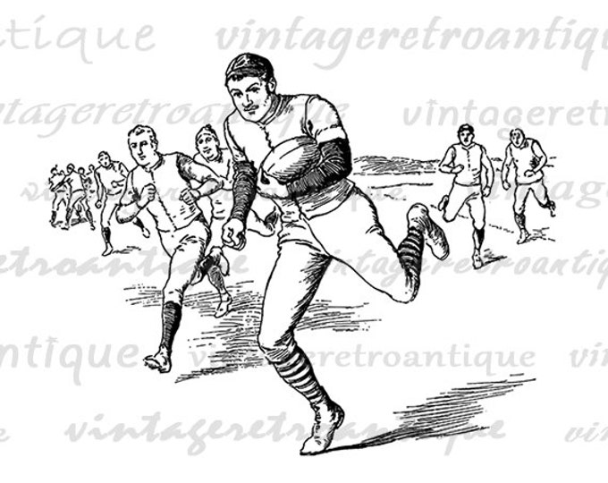 Digital Old Fashioned Football Players Graphic Download Printable Image Antique Clip Art Jpg Png Eps HQ 300dpi No.2986