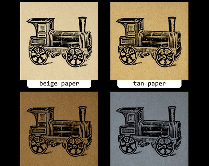 Printable Locomotive Train Graphic Digital Illustration Download Image Vintage Clip Art Jpg Png Eps HQ 300dpi No.1420