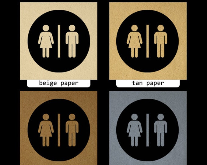 Digital Printable Male Female Symbol Image Bathroom Icon Restroom Symbol Graphic Download Antique Clip Art Jpg Png HQ 300dpi No.4422