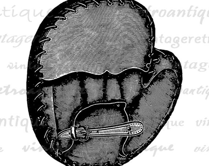 Digital Vintage Baseball Glove Graphic Printable Download Sports Image Antique Clip Art Jpg Png Eps HQ 300dpi No.4097