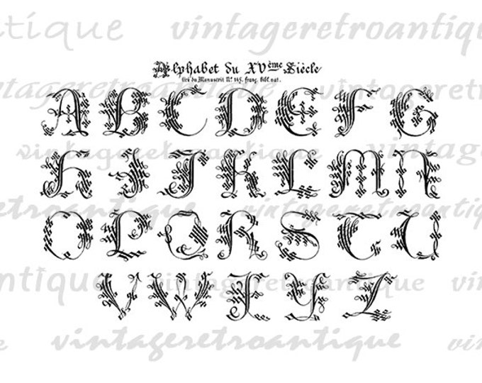 Vintage Alphabet Digital Printable Image Elegant Letters Download Graphic Jpg Png Eps HQ 300dpi No.198