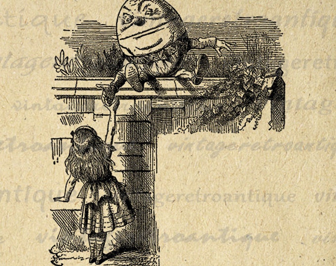 Alice in Wonderland Image Digital Printable Humpty Dumpty Download Graphic for Transfers Jpg Png Eps HQ 300dpi No.241