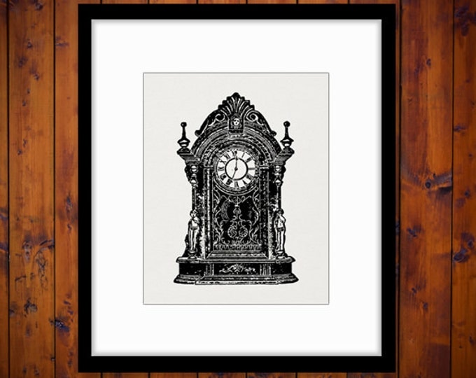 Printable Digital Antique Clock Graphic Illustration Image Download Vintage Clip Art Jpg Png Eps HQ 300dpi No.1261