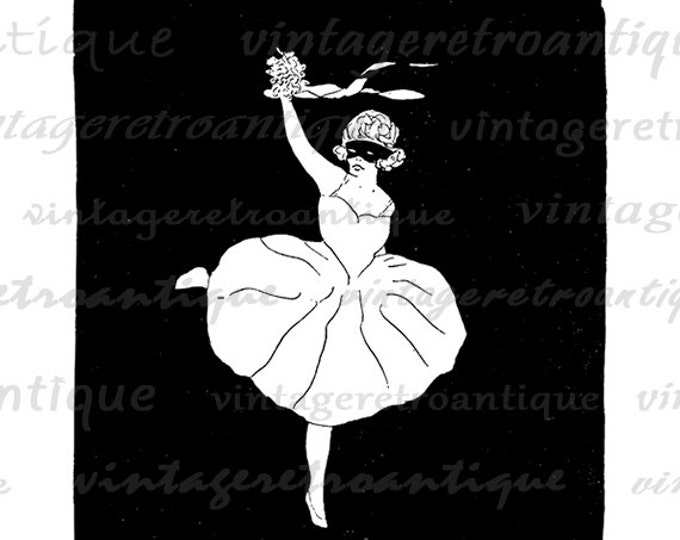 Printable Image Ballerina Download Ballet Dancer Digital Illustration Graphic for Transfers Pillows Tea Towels etc HQ 300dpi No.3864