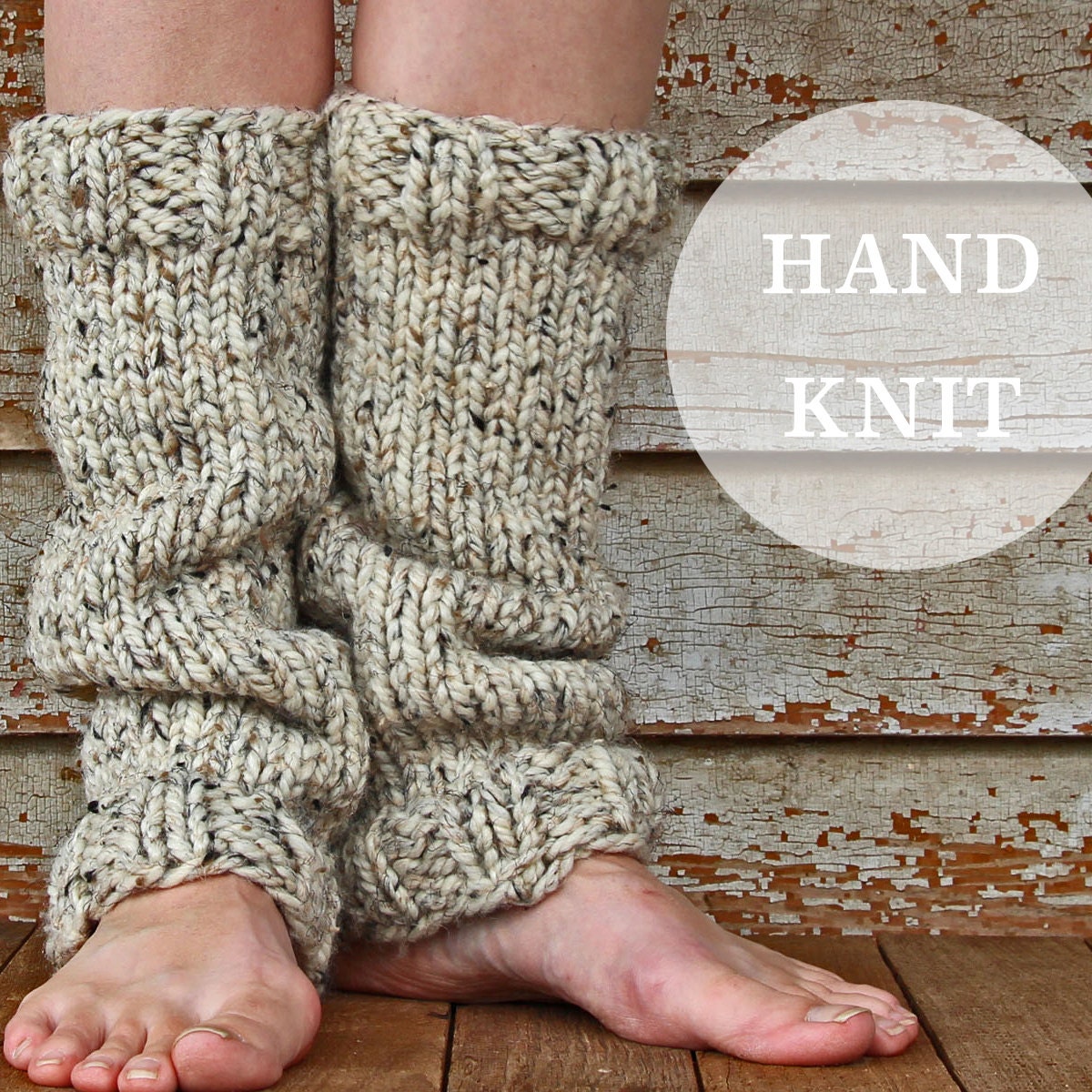 STRENGTH Leg Warmers Women's Hand Knit Slouchy Leg