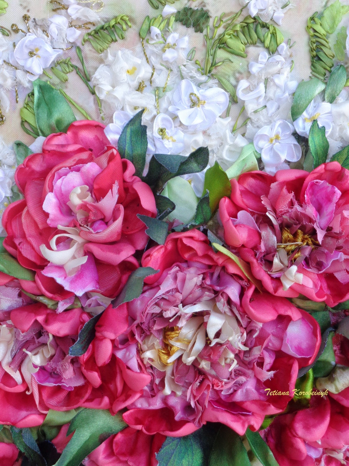 Embroidery picture Vase with flowers 2 Silk