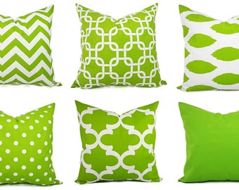 Decorative Pillow Cover - Green and White Pillows - Green Pillow Cover - Green Chevron Pillow - Green Throw Pillow - Cushion Cover