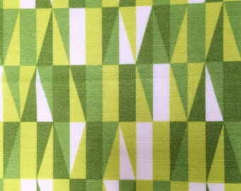Geometric vintage fabric green retro upholstery fabric mid century modern fabric Sven Markelius Prisma Swedish fabric scandinavian design