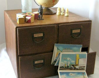 Reserved for Dan Vintage Wooden Dovetaied 4 Drawer Card Catalog File Cabinet