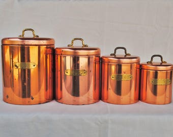 Vintage Ransburg Copper Kitchen Canister Set