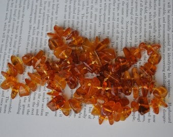 Vintage Baltic Amber Necklace - 1950s Handknotted Cognac Amber Nugget Necklace, 48.1g