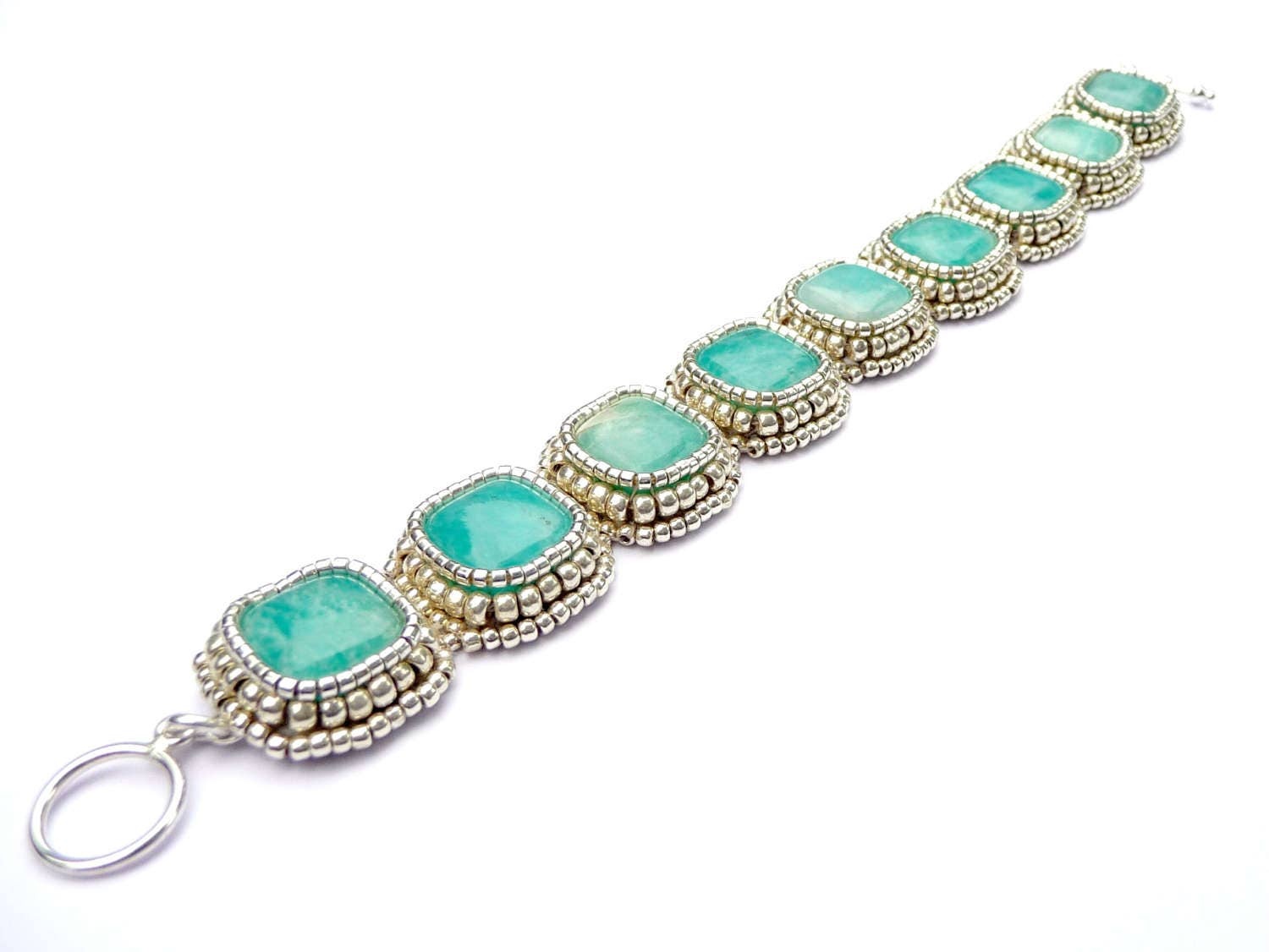 Bead Embroidered Amazonite Bracelet Amazonite