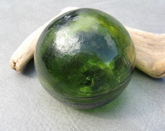 3.5" Glass Fishing Float, Collectable, Antique, Nautical Decor, Beach Decor, Beach Cottage Decor, Sea Glass, Home and Garden