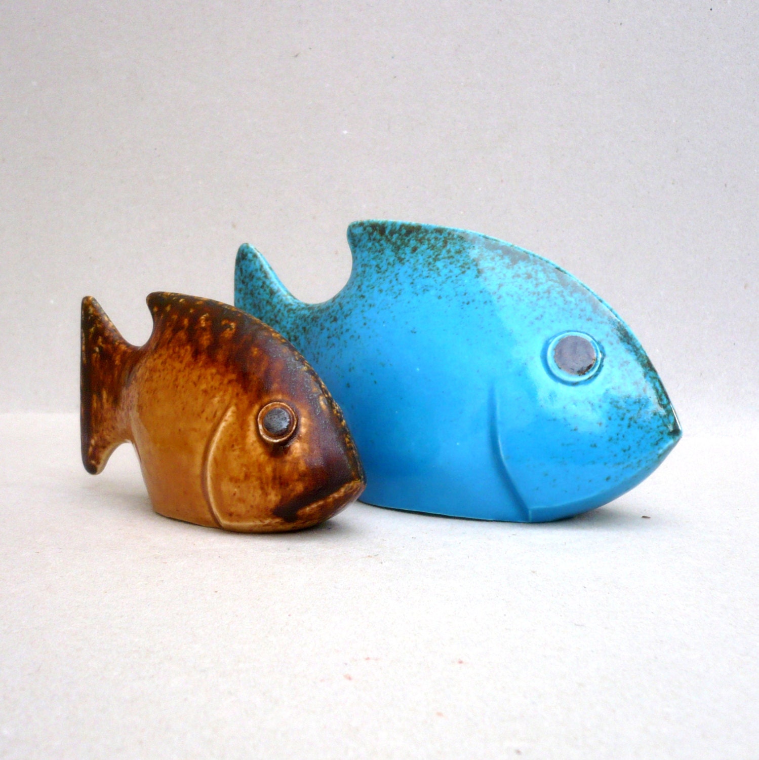 Bright Blue Fish Turquoise Fish Ceramic Sculpture Sky