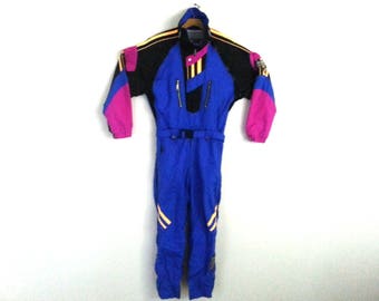 Rad Vintage 90s Ski Suit Men's Neon Color Blocked Roffe Medium - Large