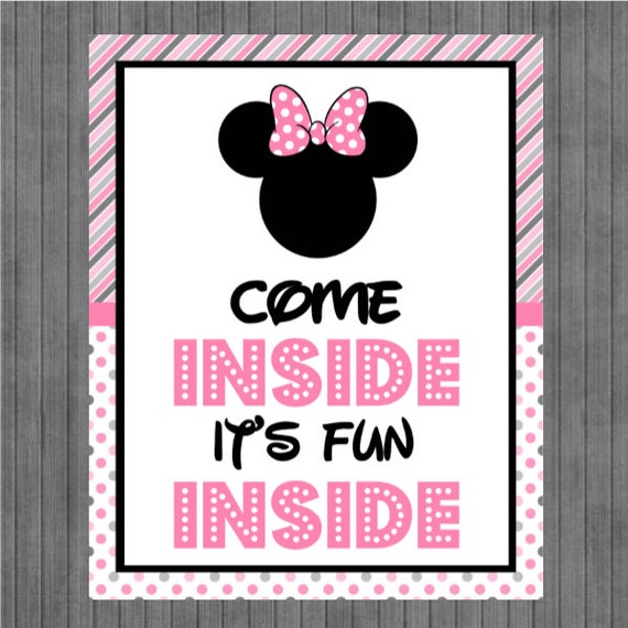 Printable Minnie Mouse Come Inside Its Fun Inside Clipart