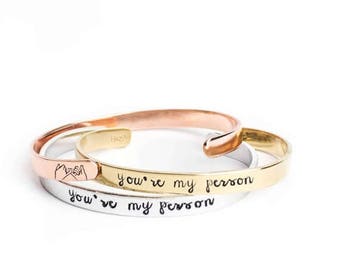Friendship Bracelet, Friendship Gift, You're My Person, Custom Cuff Bracelet, Bracelet with Quote, BFF Gift, Gift for Friend, Best Friends