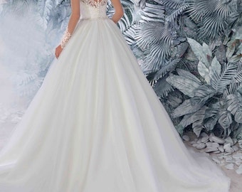 Bridal Lace Cathedral Wedding Dress - Pamela Wedding Stunning Lace Dress - Long Wedding Dress with Train - Elegant Wedding Dress