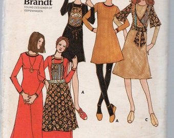 Vintage Margit Brandt Butterick Pattern 6463 DRESS PINAFORE OVERBLOUSE Bib Misses Size 10